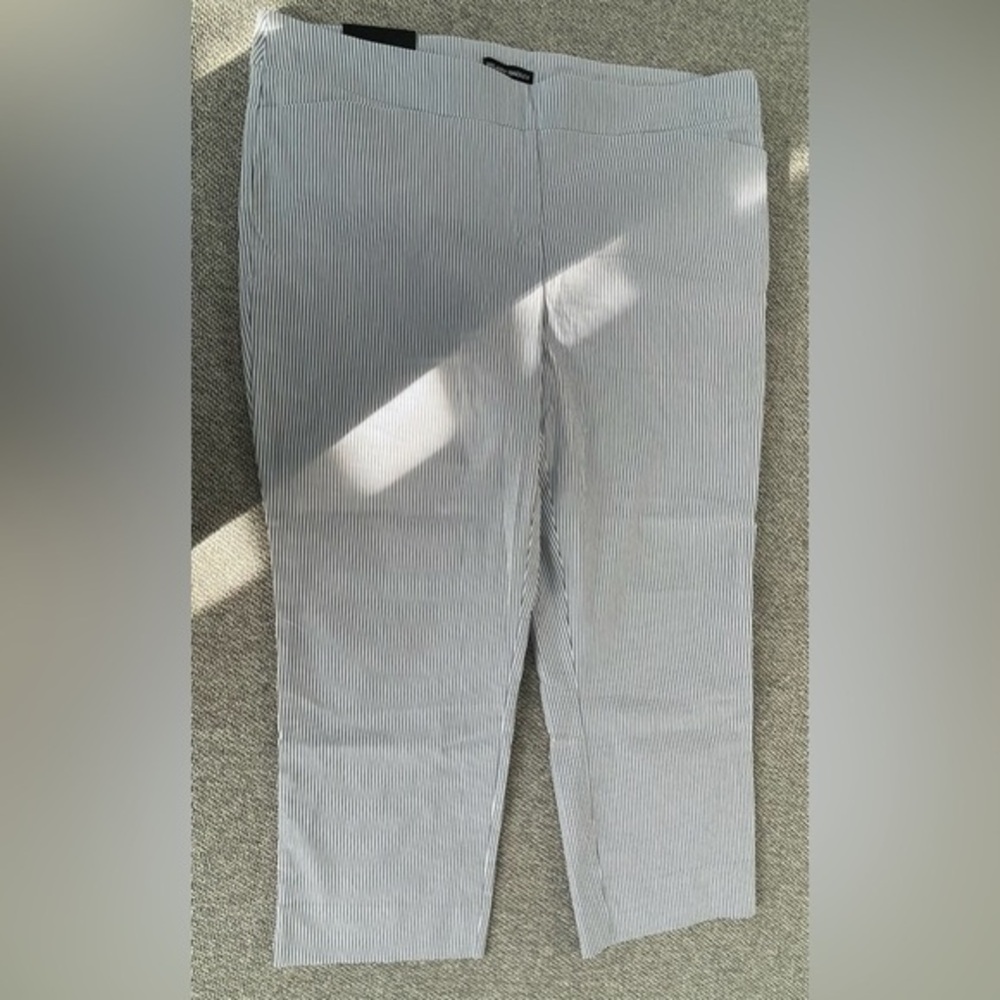 Hilary Radley - Black and White Striped Cropped Pants - XXL